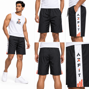 mens-black-side-stripe-sports-shorts